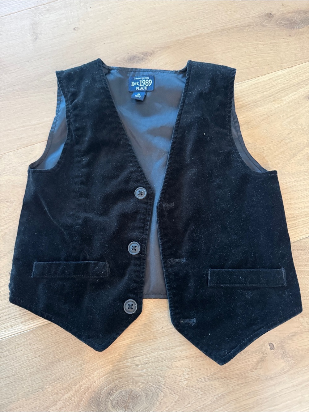 The Children's Place Black Velvet Button Vest